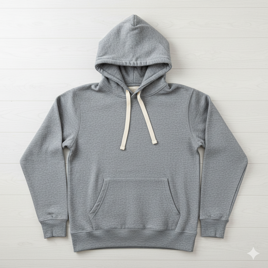 Light Gray Cotton Terry Pullover Hoodie
