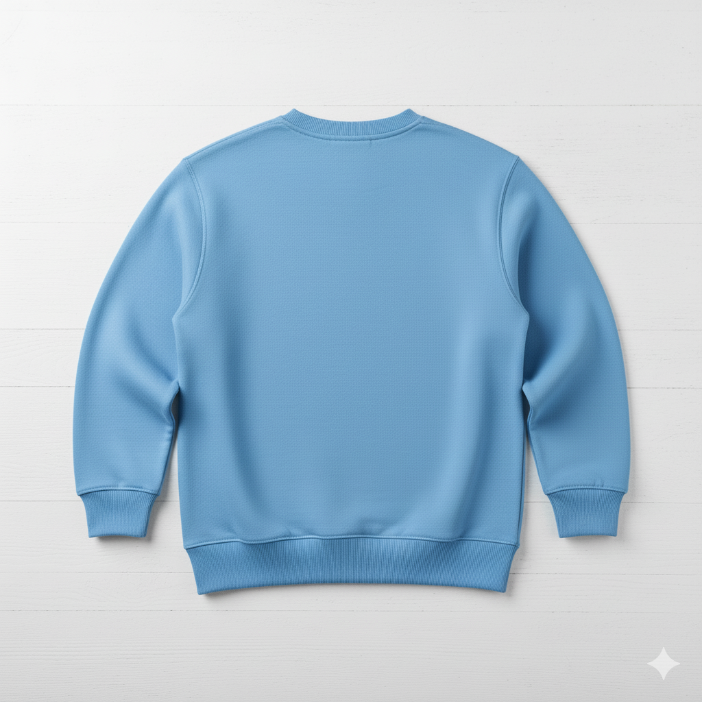 Cotton Fleece Crewneck Sweatshirt (Sky Blue)