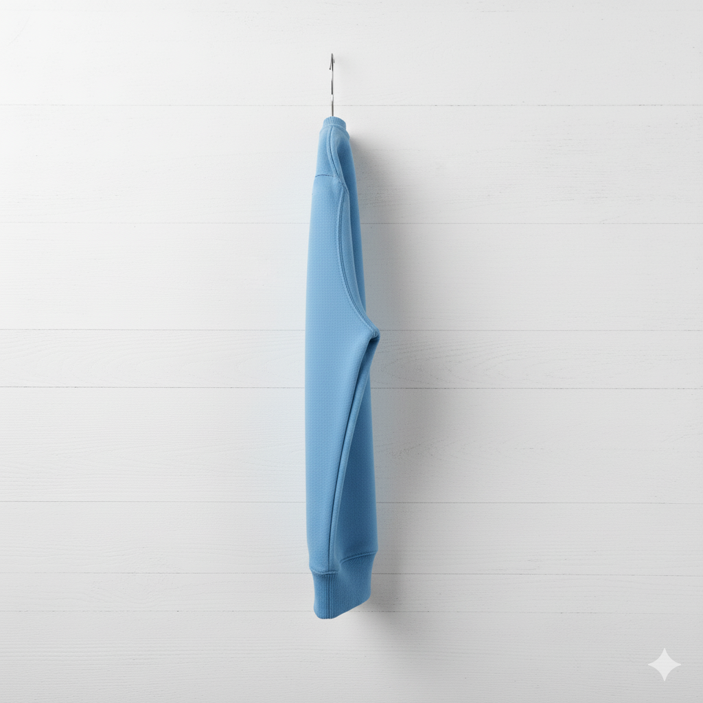 Cotton Fleece Crewneck Sweatshirt (Sky Blue)