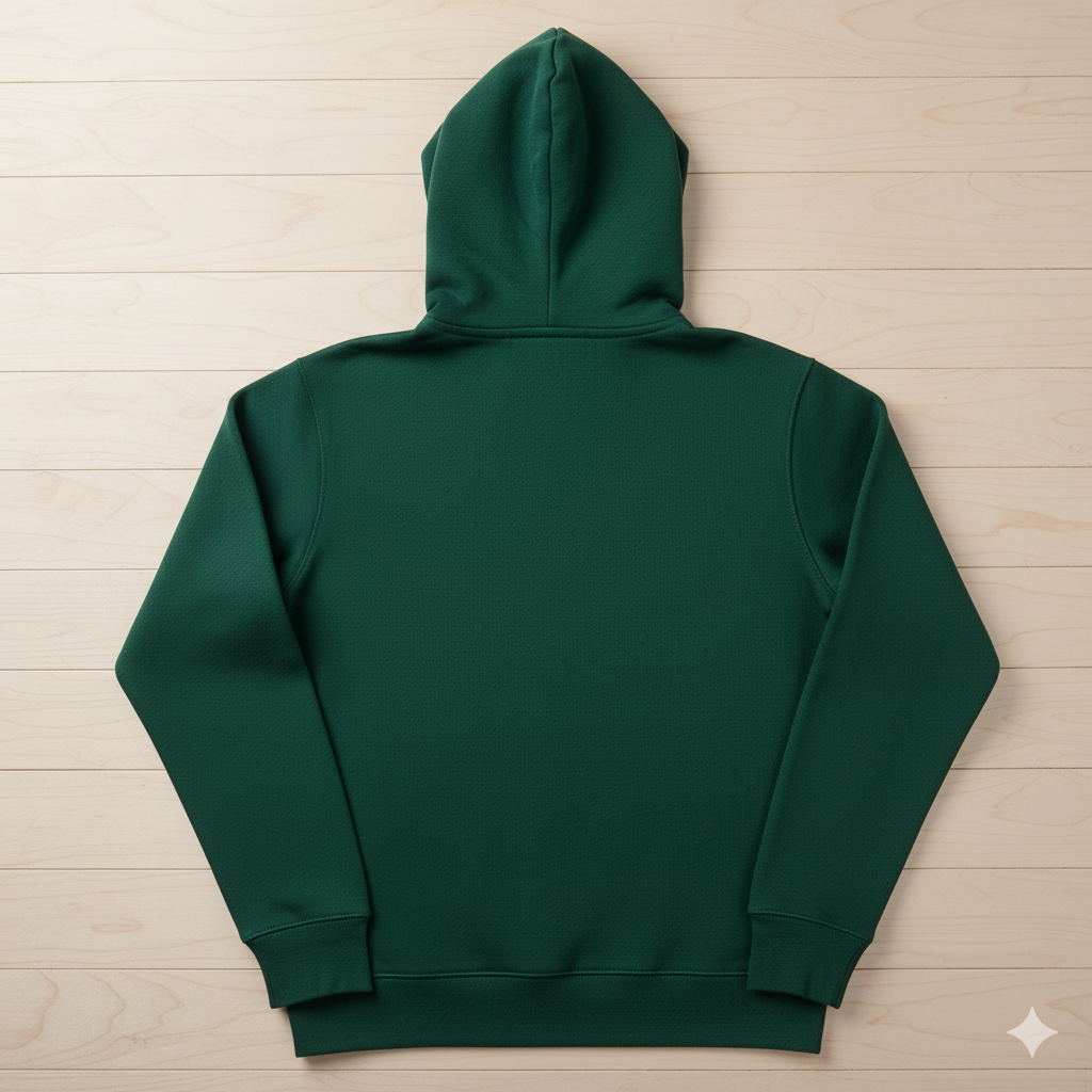 Zippered Cotton Fleece Hoodie (Forest Green)