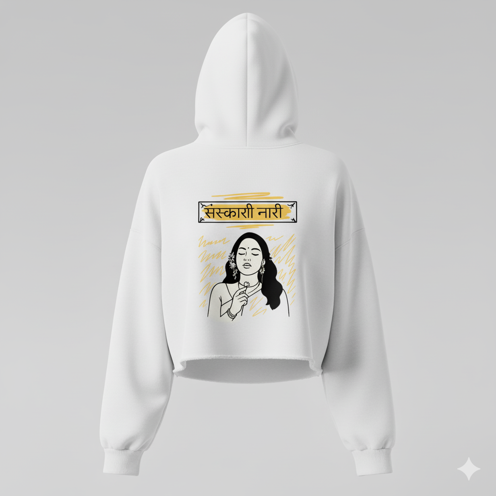 Femme Unicus Crop Hoodie - White