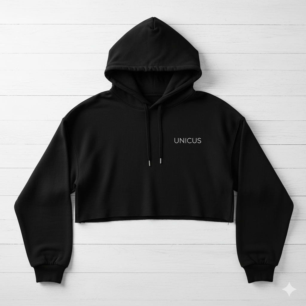 Aesthetic Black Crop Hoodie with Unicus Logo