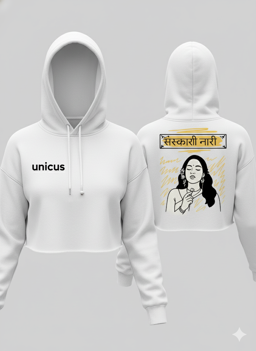 Femme Unicus Crop Hoodie - White