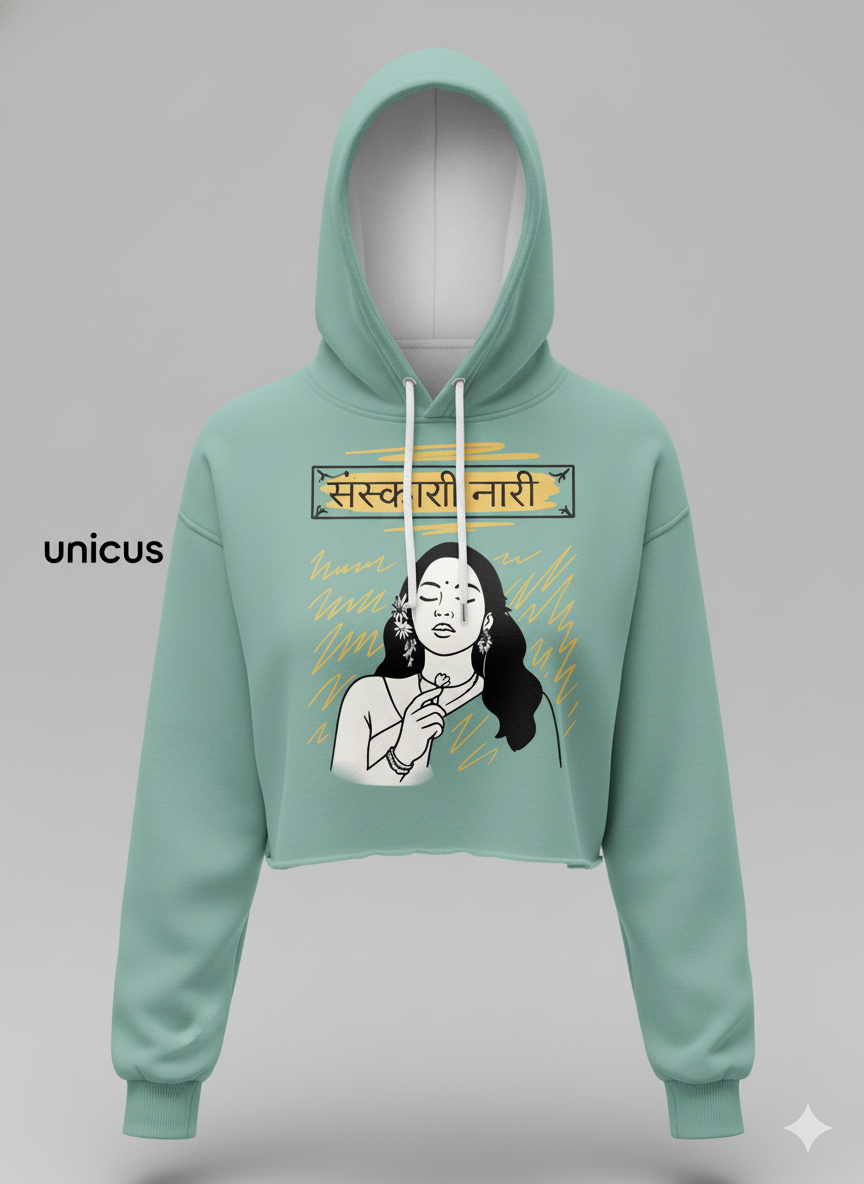 Femme Unicus Crop Hoodie - Sea Green