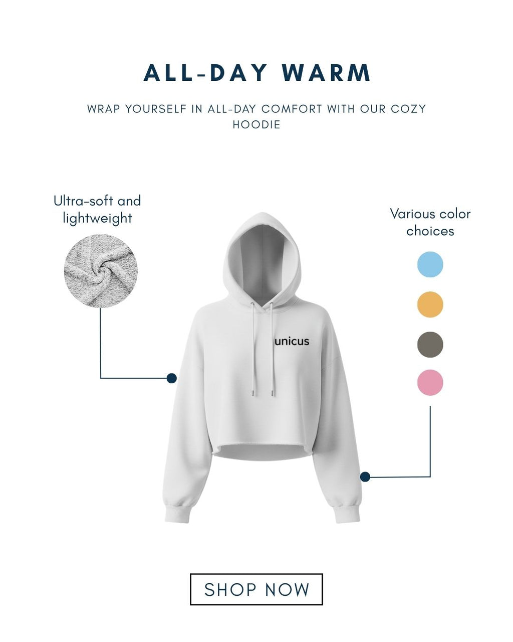 Femme Unicus Crop Hoodie - White